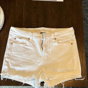 American Eagle Outfitters White Distressed Jean Shorts